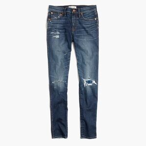 Madewell 9" High Riser Skinny Jeans Ripped Patched Size 25
